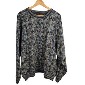 Jhane Barnes Sweater Mens XL Green Abstract Bill Cosby Wool Blend Coogi-like 3D